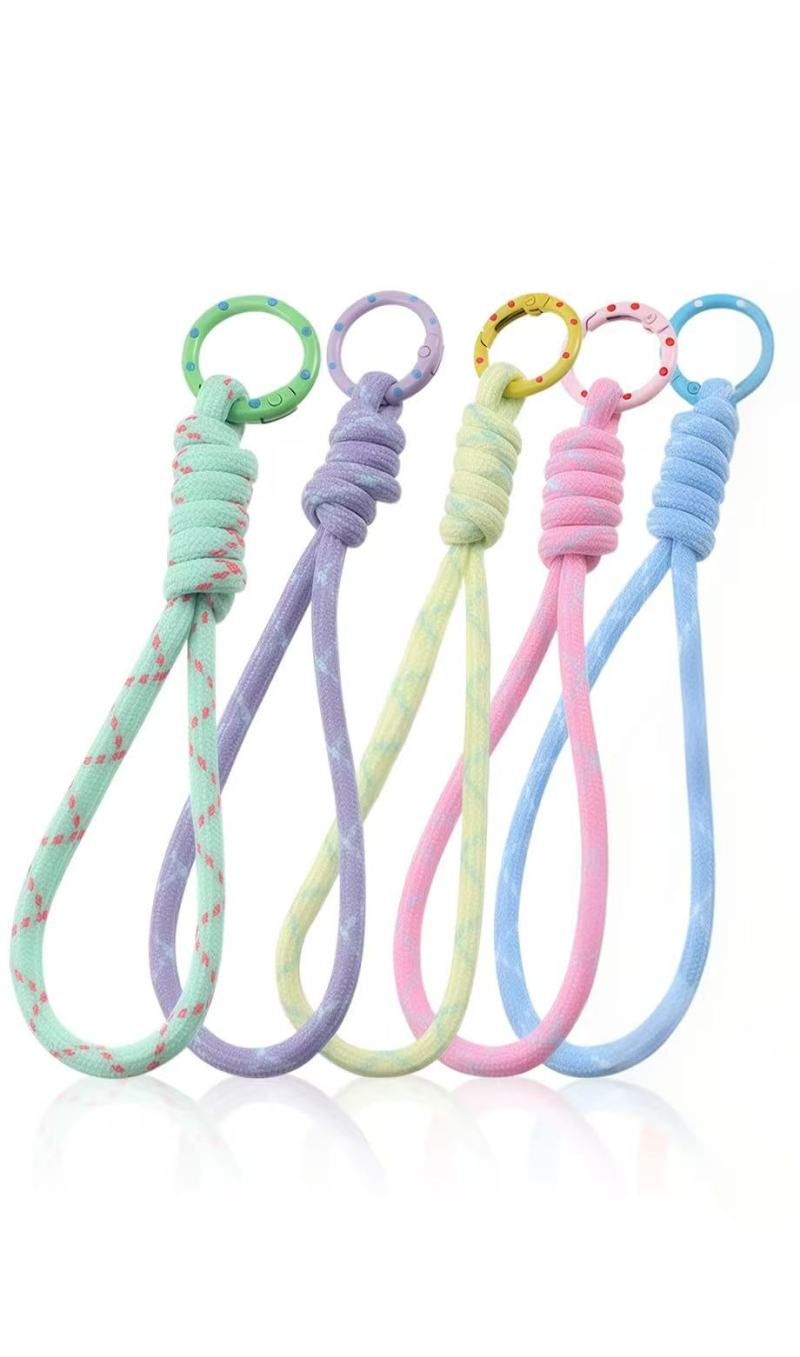 Braided Keychain Set 10 Polka Dot Wrist Lanyards Colorful Key Wristlet Strap - Durable Woven Coiled Keychain for Women Gym Office Errands - Image 1
