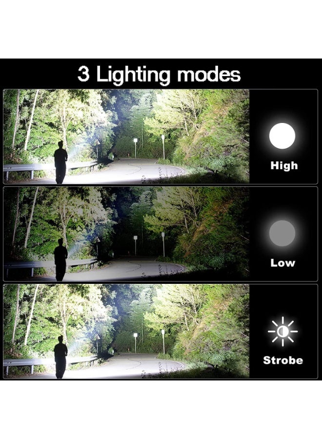 Rechargeable LED Tactical Flashlight XHP70, Super Bright 10000 Lumens, 3 Modes, USB Charging, Water Resistant, Aluminum Body , 26650 Battery – Outdoor Camping Emergency Handheld Torch - Image 3
