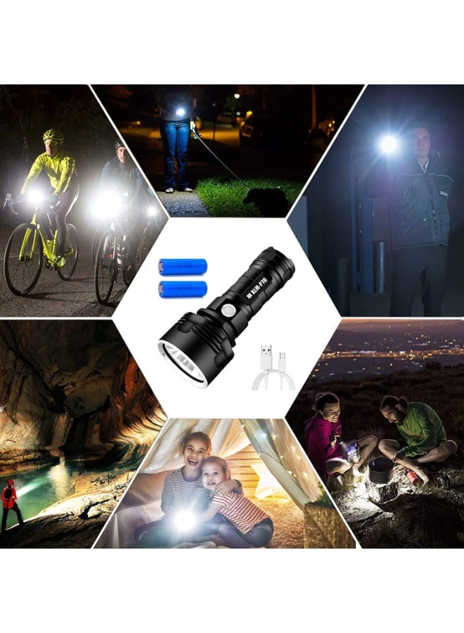 Rechargeable LED Tactical Flashlight XHP70, Super Bright 10000 Lumens, 3 Modes, USB Charging, Water Resistant, Aluminum Body , 26650 Battery – Outdoor Camping Emergency Handheld Torch - Image 4