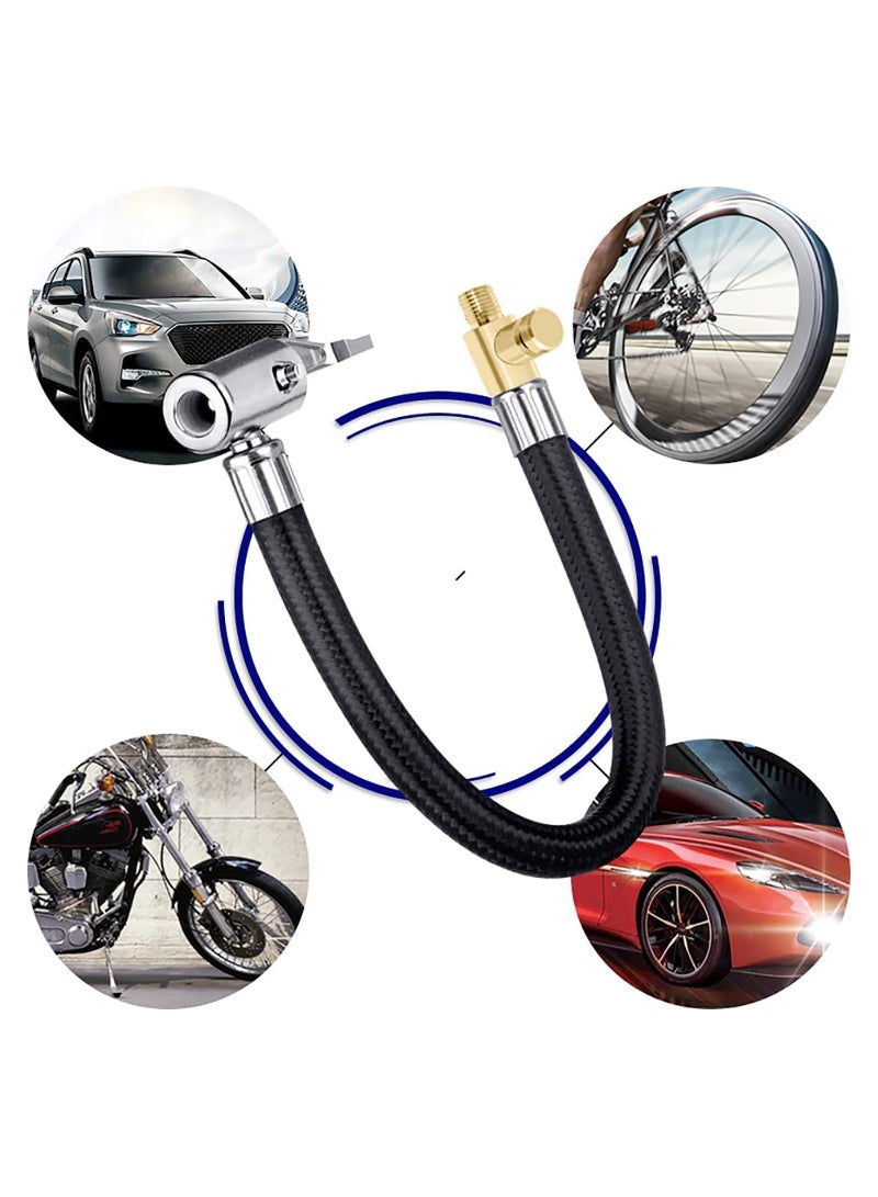 Inflator Pump Hose Adapter With Locking Air Tyre Tire Chuck, Flexible Extension Tire Valve Adaptor for Universal Cars Truck Motorcycle Bike - Image 4