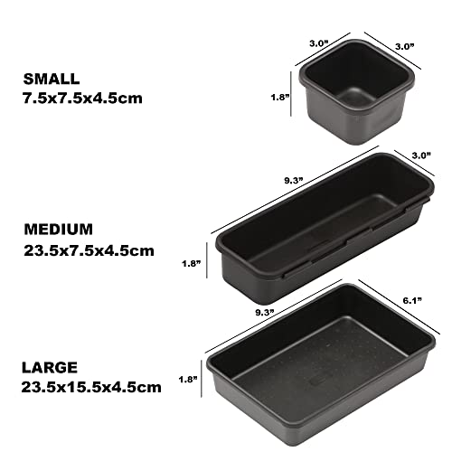 Cutting EDGE Interlocking Drawer Organizer Set of 14,Divider/Separator Plastic Trays for Flatware, Cutlery & Desk Storage for Household, Kitchen & Office (Black) - Image 4