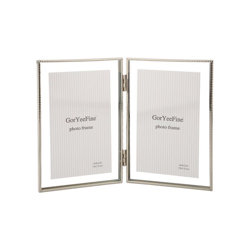 GorYeeFine الفضة 4x 6 '' إطار عائم مزدوج المفصلي لأحجام الصور (2x3 '' 3.5x 5 '' حتى 4x6 ') - Image 1