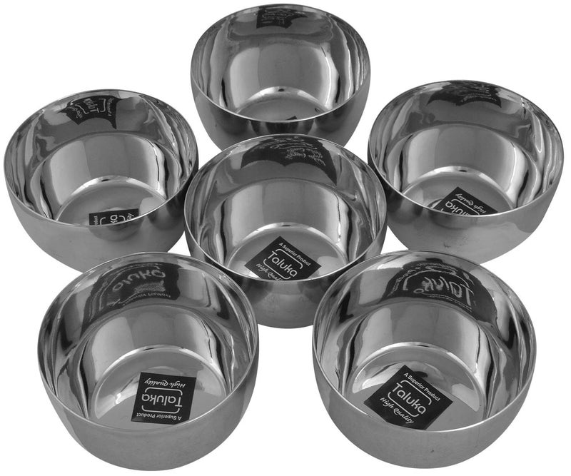 Taluka Dia35 Inches x 2 Inches Pure Stainless Steel Halwa Bowls Dessert Bowls Small Plates Set of 6 Weight 110 Grams Each - Image 2