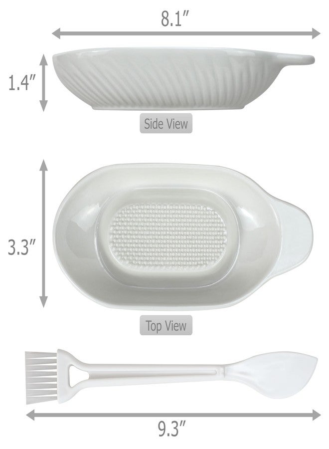 EIKS Ceramic Ginger Grater Plate with Scraper for Grinding Wasabi Ginger Garlic Cheese Fruits Vegetables - Image 4