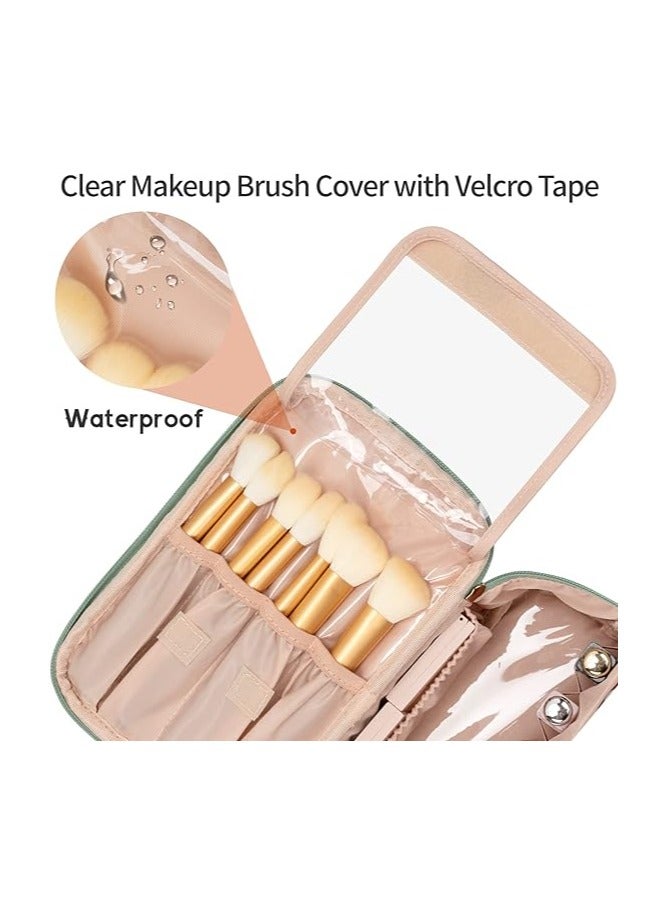 سوفام حقيبة مكياج، حقيبة تجميلية محمولة، منظّم حقيبة مكياج السفر كبيرة السعة، حقيبة مكياج للنساء حقيبة مرحاض للفتيات المسافرات مع المقبض والقاسم الأخضر - Image 5