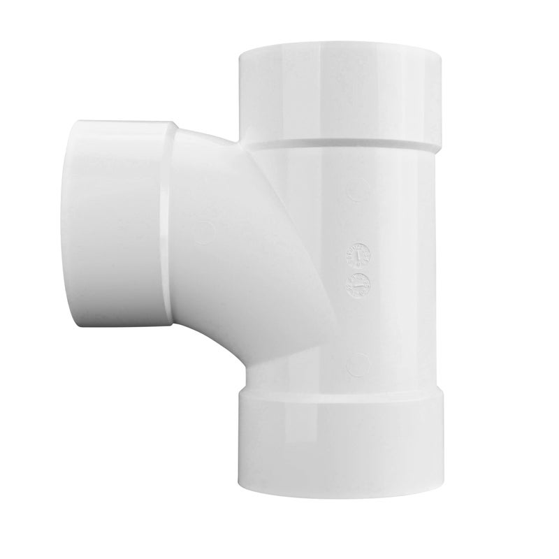 NDS NDS 3P09 PVC S&D Sanitary Tee, 3-Inch, for Hub X Hub X Hub Solvent-Weld Connections, for use with 3-Inch Sewer and Drain Pipe, White  - Image 3