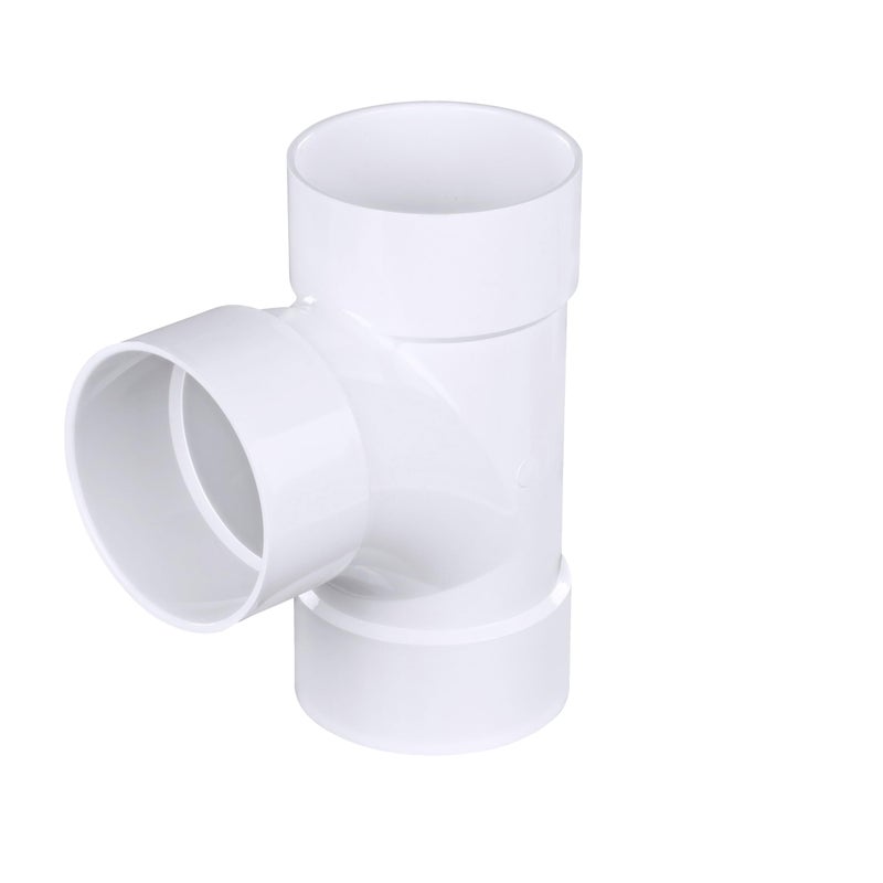 NDS NDS 3P09 PVC S&D Sanitary Tee, 3-Inch, for Hub X Hub X Hub Solvent-Weld Connections, for use with 3-Inch Sewer and Drain Pipe, White  - Image 1