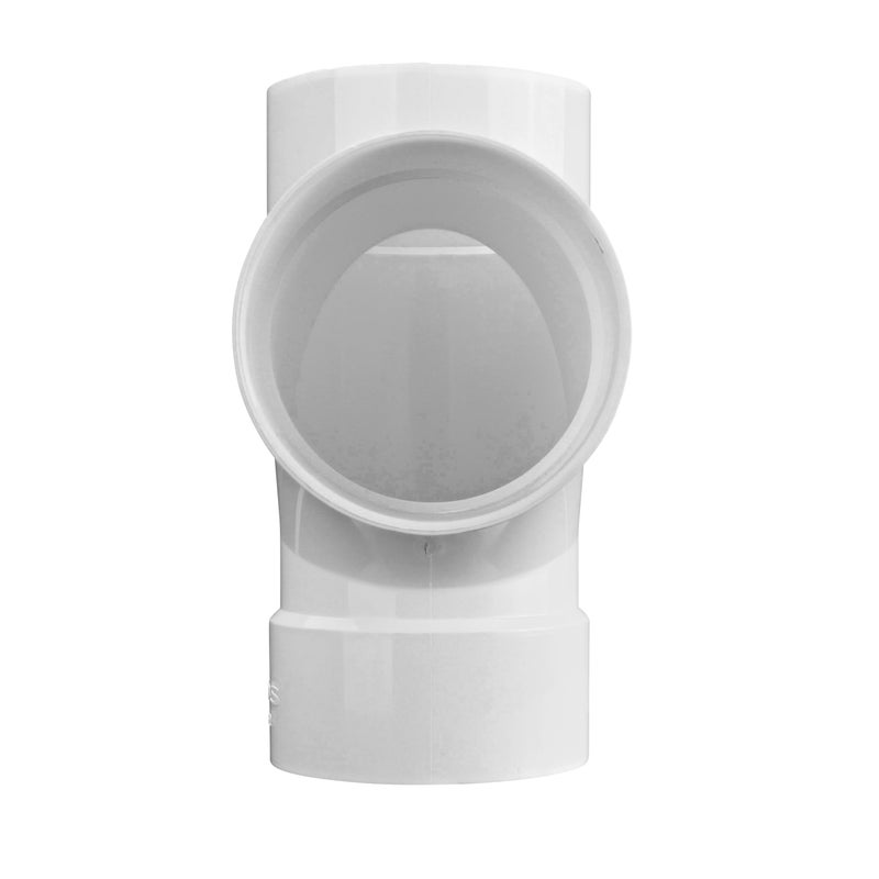 NDS NDS 3P09 PVC S&D Sanitary Tee, 3-Inch, for Hub X Hub X Hub Solvent-Weld Connections, for use with 3-Inch Sewer and Drain Pipe, White  - Image 4