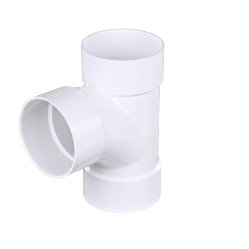 NDS 3P09 PVC S&D Sanitary Tee, 3-Inch, for Hub X Hub X Hub Solvent-Weld Connections, for use with 3-Inch Sewer and Drain Pipe, White - Image 1