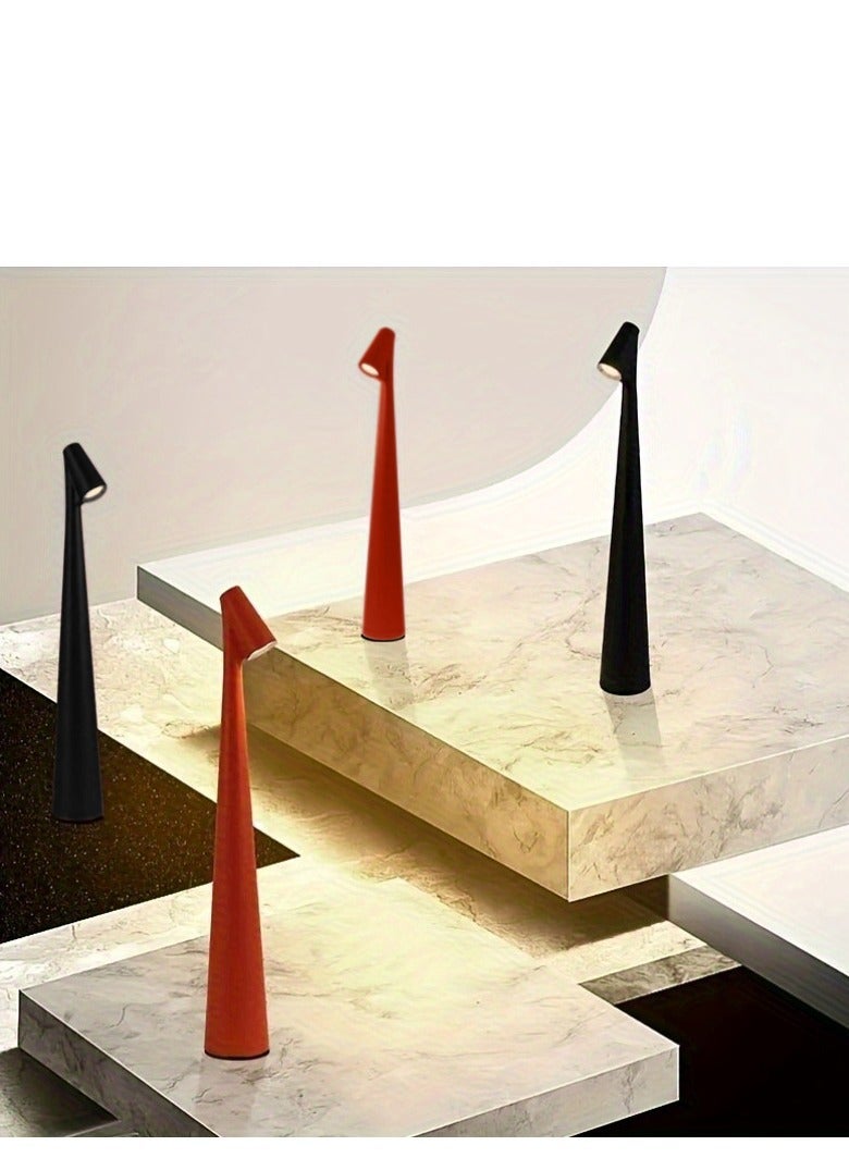 مصباح طاولة LED معدني محمول يعمل باللمس، 3 مستويات سطوع و3 ألوان، قابل لإعادة الشحن ولاسلكي – أسود - Image 5