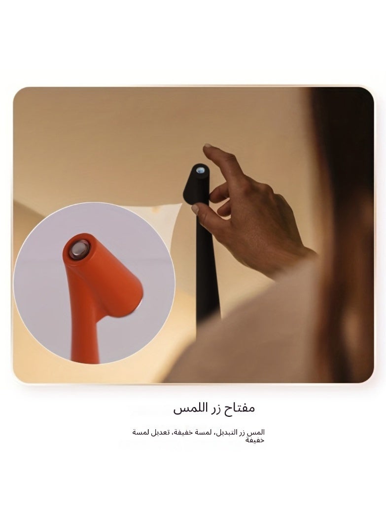 مصباح طاولة LED معدني محمول يعمل باللمس، 3 مستويات سطوع و3 ألوان، قابل لإعادة الشحن ولاسلكي – أسود - Image 4