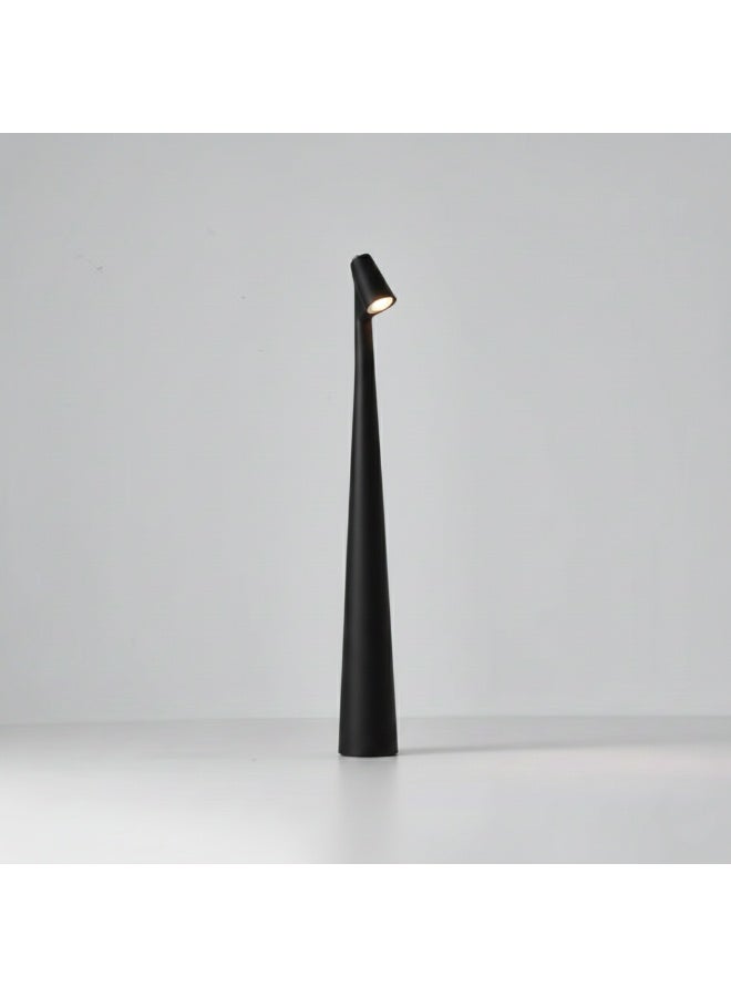 مصباح طاولة LED معدني محمول يعمل باللمس، 3 مستويات سطوع و3 ألوان، قابل لإعادة الشحن ولاسلكي – أسود - Image 2