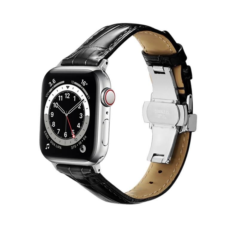 سوار ساعة ذكية باللون بني قابل للتعديل سوار جلدي كلاسيكي متوافق مع Apple Watch 38/40/41/42/44/45/49mm بملاءمة قابلة للتعديل وحزام بديل - Image 4