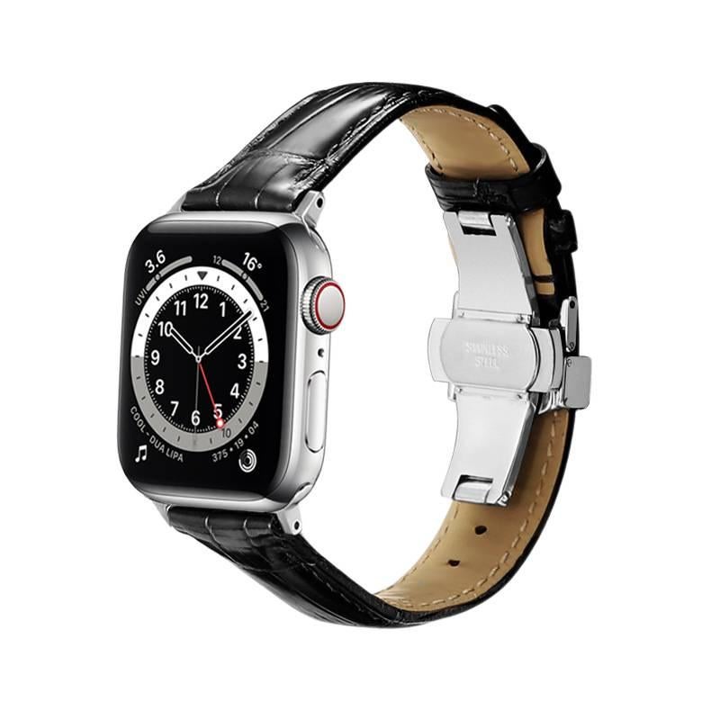 سوار ساعة ذكية باللون بني قابل للتعديل سوار جلدي كلاسيكي متوافق مع Apple Watch 38/40/41/42/44/45/49mm بملاءمة قابلة للتعديل وحزام بديل - Image 3