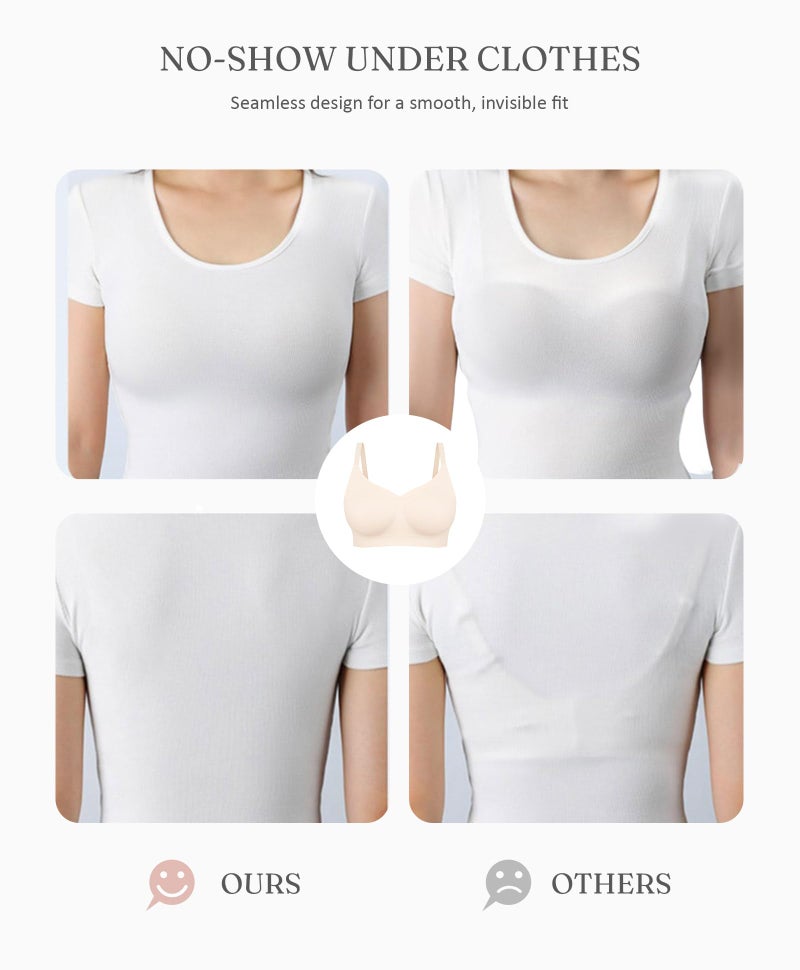 FeelinGirl Womens Wirefree Everyday Bras Comfortable Bralette Beige 3X-Large - Image 3