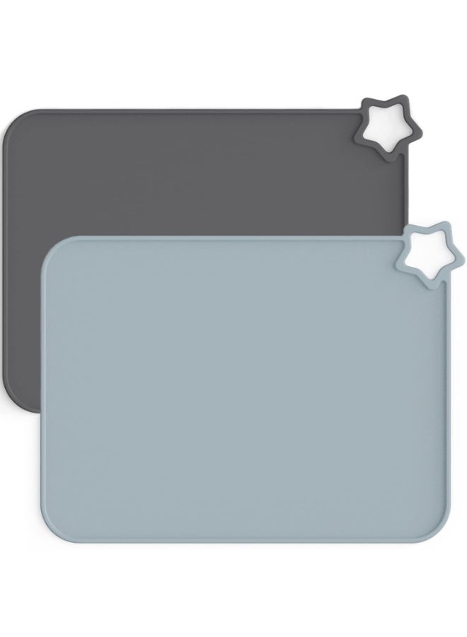 Moonkie Moonkie Silicone Placemats for Baby & Kid, Stain-Proof Non-Slip Toddler Food Mats Eating Table Mat with 2 Packs Dark Grey/Light Grey - Image 1