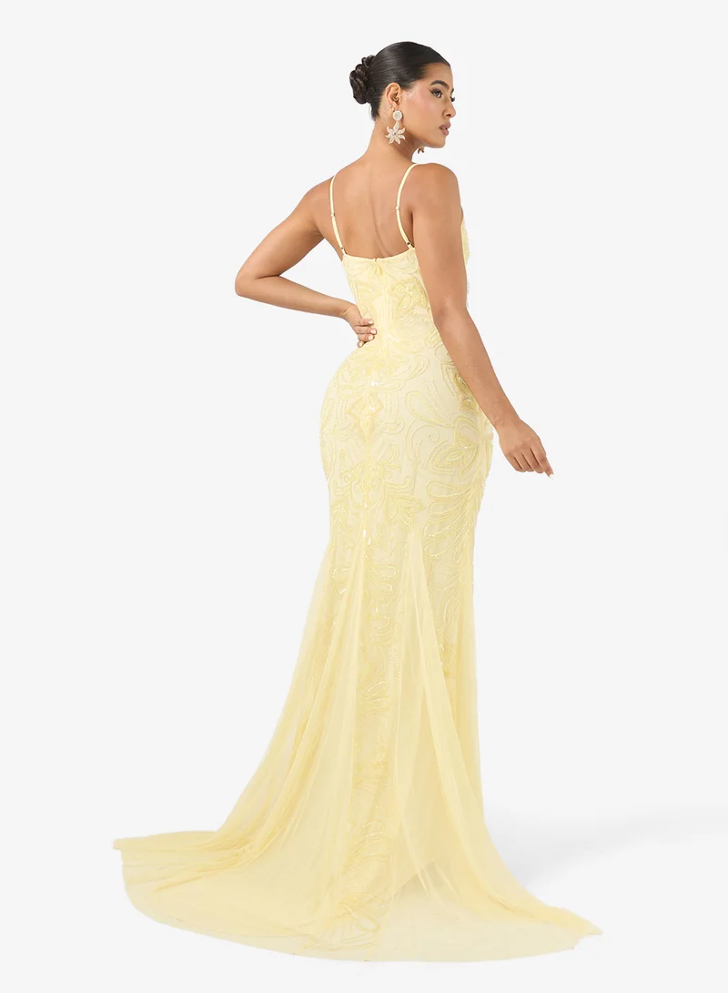 Namshi x Strappy Beaded Embellished Mermaid Gown