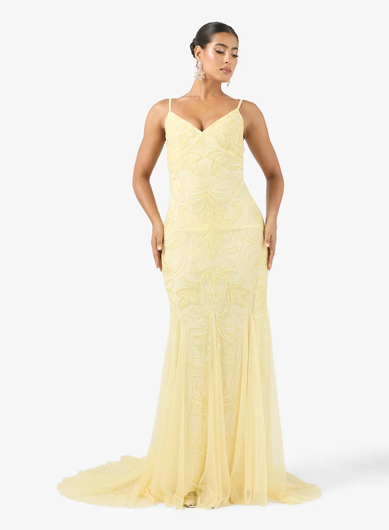 Strappy Beaded Embellished Mermaid Gown