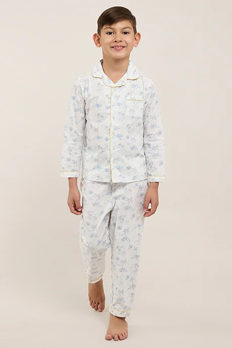 أر أند بي Printed Lapel Collar Pyjama Set