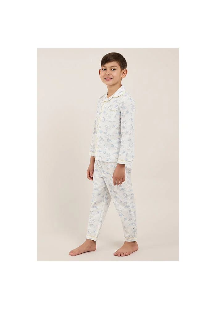 أر أند بي Printed Lapel Collar Pyjama Set