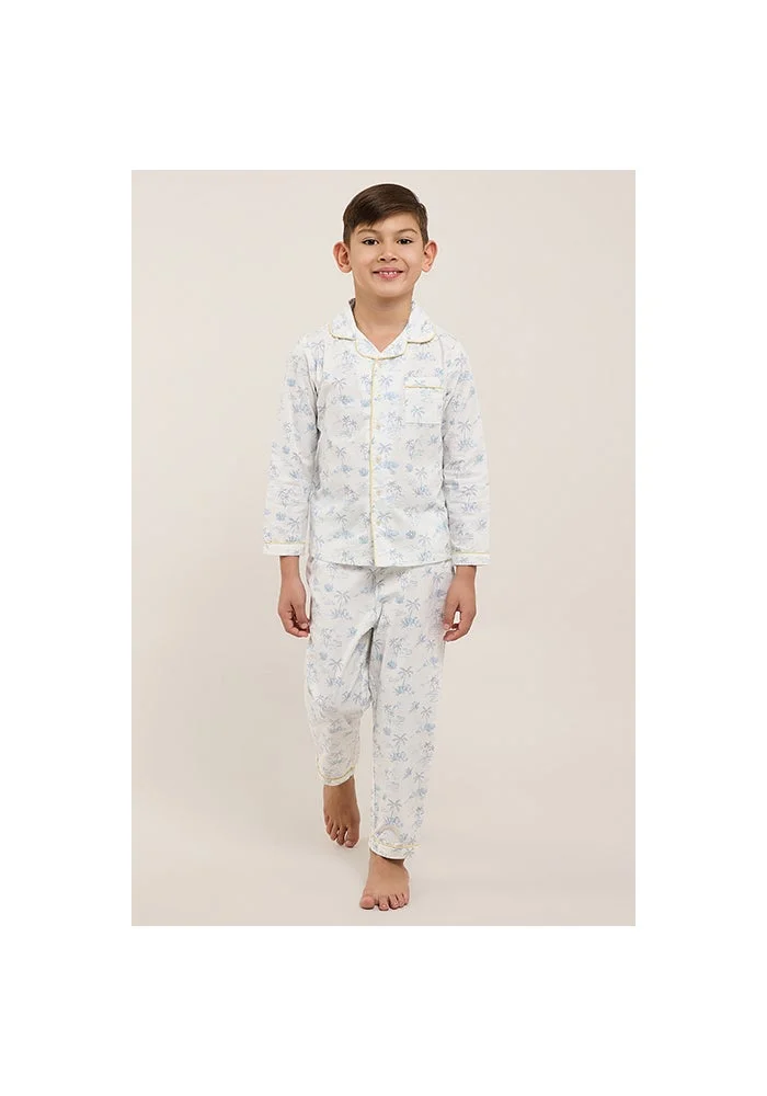 أر أند بي Printed Lapel Collar Pyjama Set