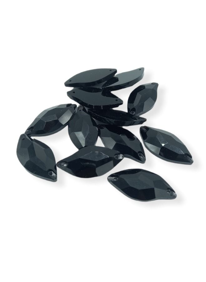 12-Piece Flat Back Sew on Eye Shaped Fancy Glass Crystal Sewing for Clothing Dress Decorations 15X30 Millimeter  - Image 2
