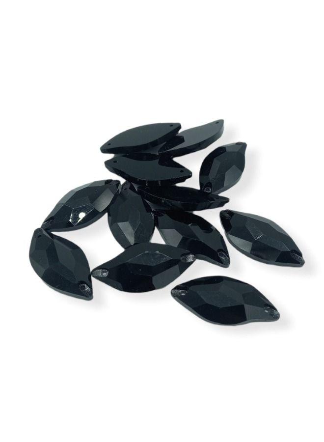 12-Piece Flat Back Sew on Eye Shaped Fancy Glass Crystal Sewing for Clothing Dress Decorations 15X30 Millimeter  - Image 1