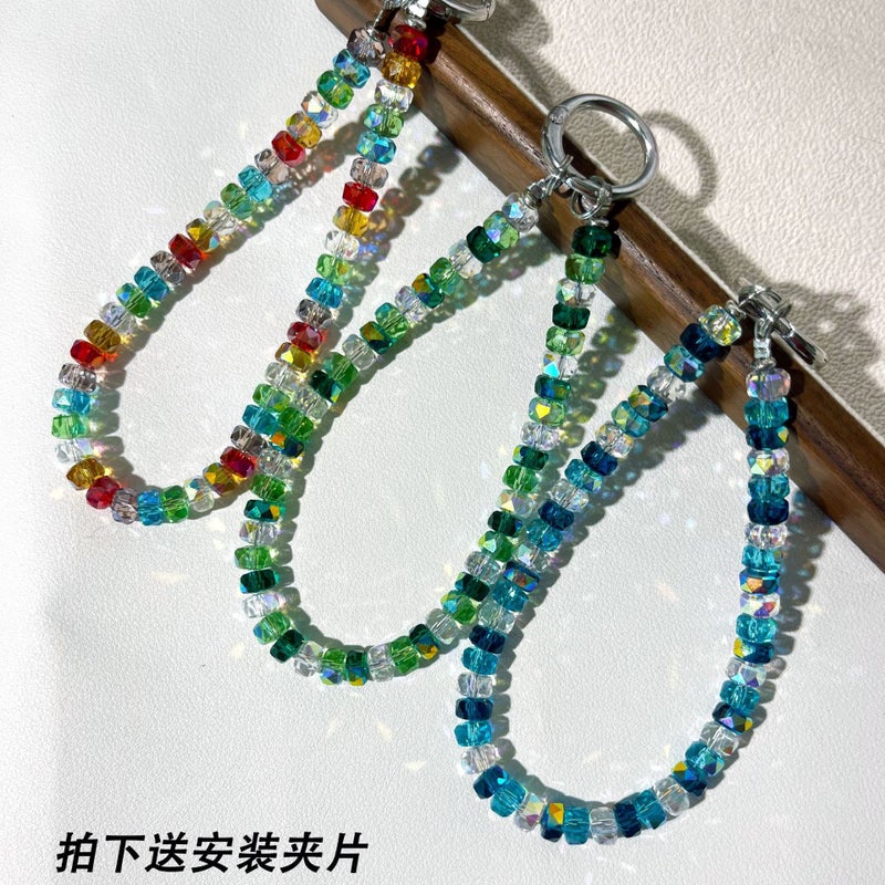 Colorful Wheel Crystal Mobile Phone Chain Mobile Phone Rope Wrist Lanyard Mobile Phone Decoration Bag Pendant Mobile Phone Anti-Falling Safety Rope - Image 2