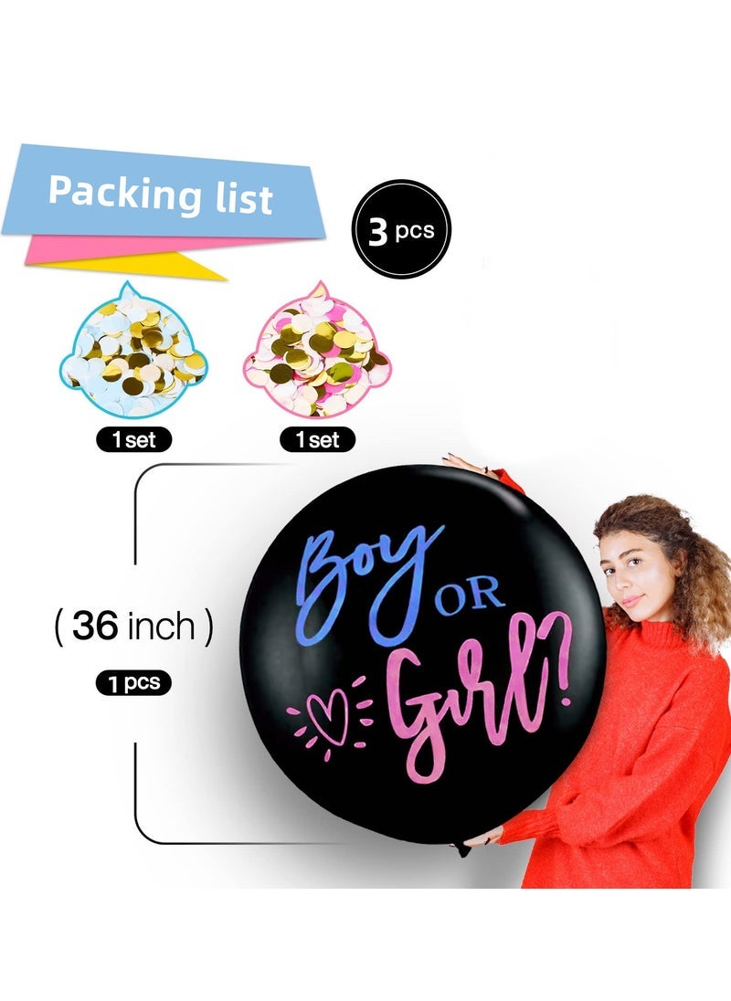 RTYY Baby Gender Reveal Balloon Big Black Balloons with Pink and Blue Confetti Packs for Boy or Girl Baby Shower Gender Reveal Party Supplies Decoration Kit - Image 3