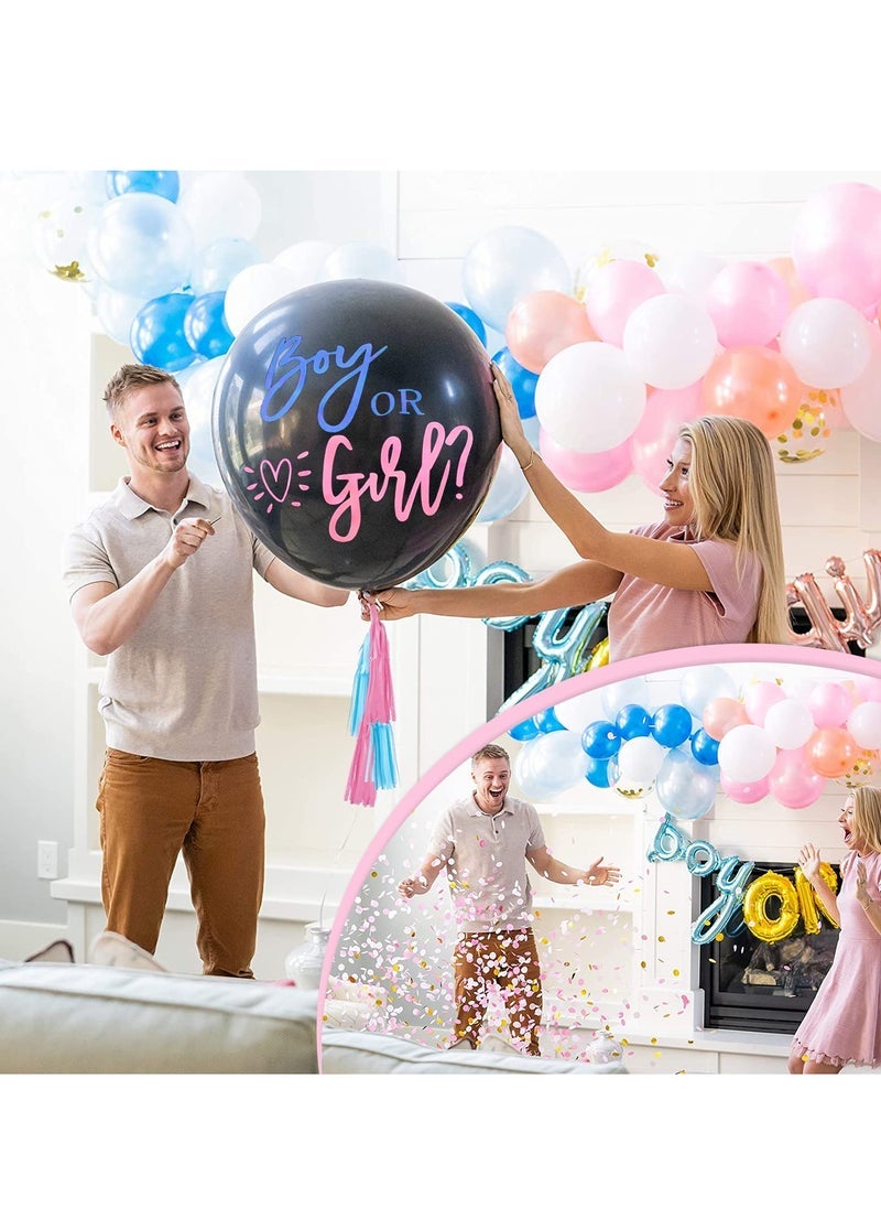 RTYY Baby Gender Reveal Balloon Big Black Balloons with Pink and Blue Confetti Packs for Boy or Girl Baby Shower Gender Reveal Party Supplies Decoration Kit - Image 2
