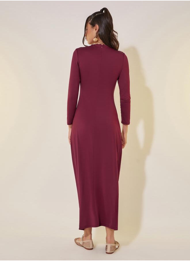 Take Two Burgundy Ruched Bodice Dress  - Image 5