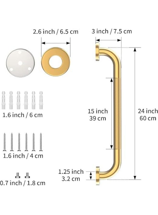 24 Inch Anti Slip Shower Grab Gold, Bathroom Grab Bar, Knurled Bathroom Balance Bar,Safety Hand Rail Support Handicap Elderly Injury Senior Assist Bath Handle - Image 3