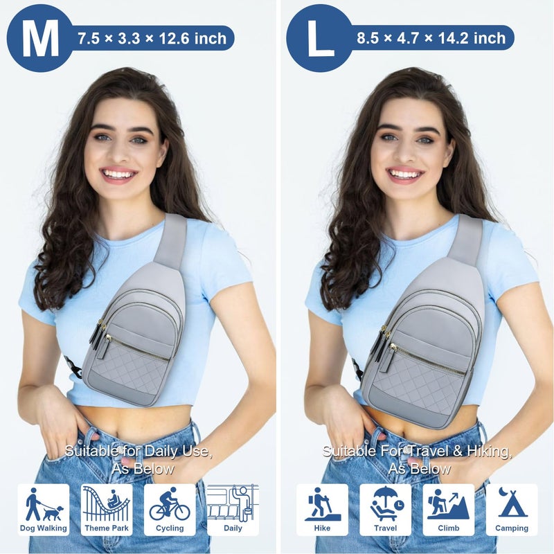 Capolo Sling Bag for Women Men Waterproof Crossbody Bags for Women Trendy Casual Fanny Pack with Convertible Shoulder Strap Chest Bag for Travel Hiking(Blue, Medium) - Image 2