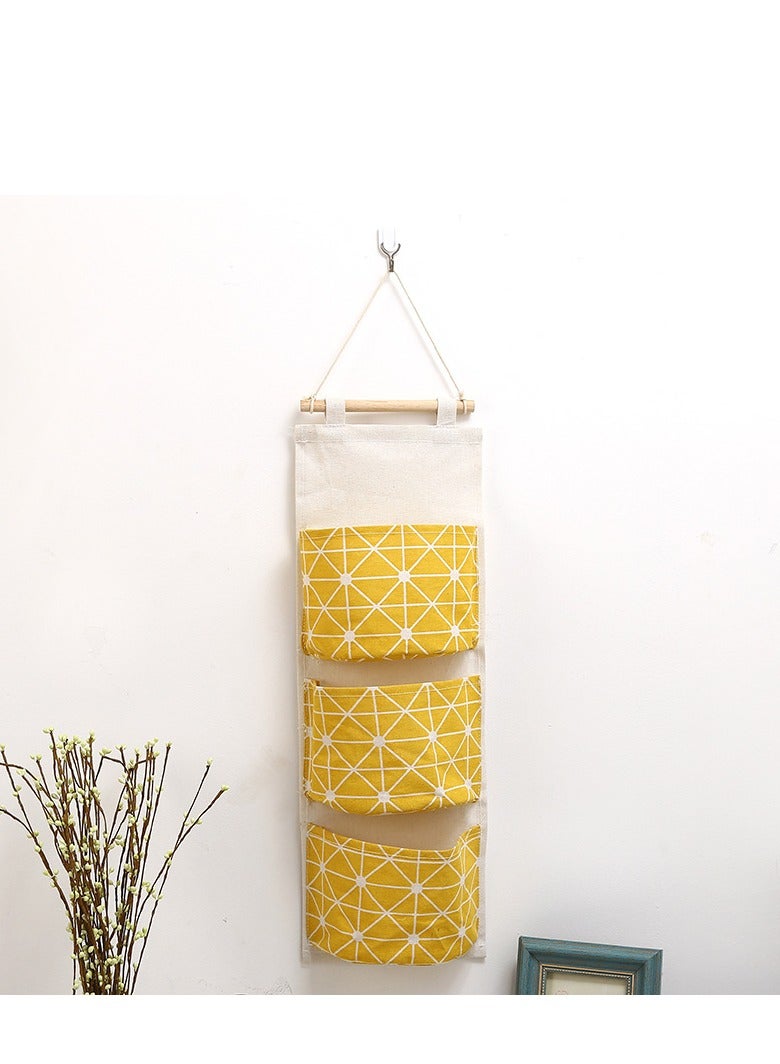 Angmei 3Pcs Wall Hanging Storage Bag, Creatiee Waterproof Over The Door Closet Organizer Linen Farbric Hanging Pocket Organizer with 3 Remote-Sized Width Pockets for Bedroom - Image 5