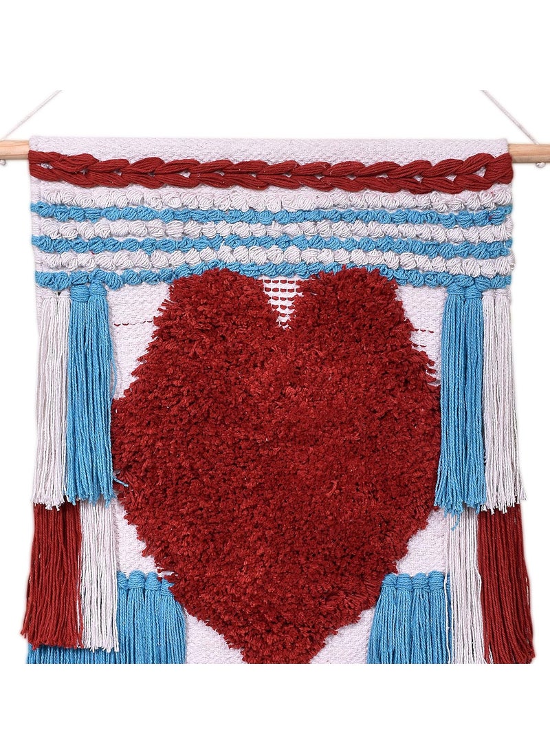 TSUKUYOMI TSUKUYOMI Pack of 1 Small Heart Macrame Bohemian Nordic Woven Wall Hanging Decor Tapestry Hippie Beautiful Geometric Art Turquoise002  - Image 4