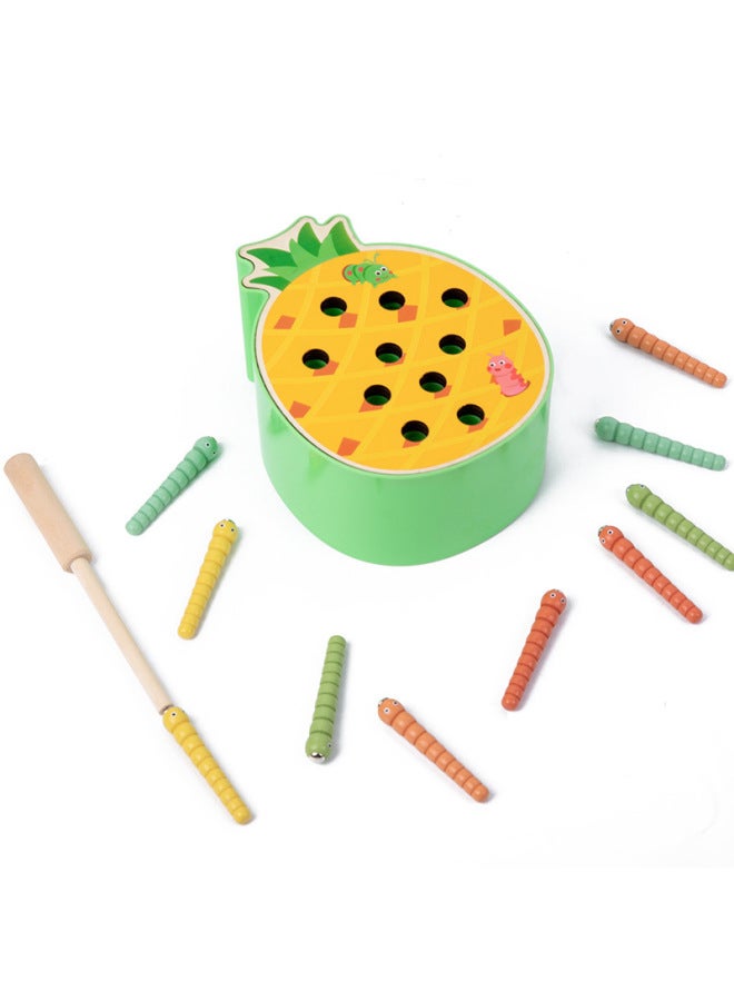Infant Enlightenment Early Education Magnetic Wooden Bug Catching Game Puzzle Bug Catching Caterpillar Fine Action Training-Color:PineFor Apple Bug Catching (72) 0.3p0.35  - Image 2