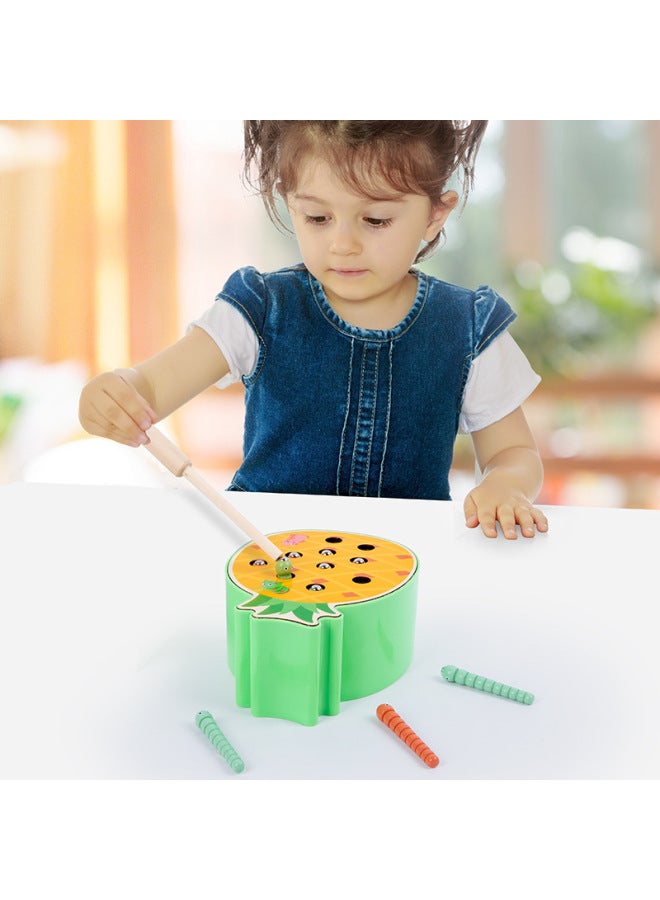 Infant Enlightenment Early Education Magnetic Wooden Bug Catching Game Puzzle Bug Catching Caterpillar Fine Action Training-Color:PineFor Apple Bug Catching (72) 0.3p0.35  - Image 3
