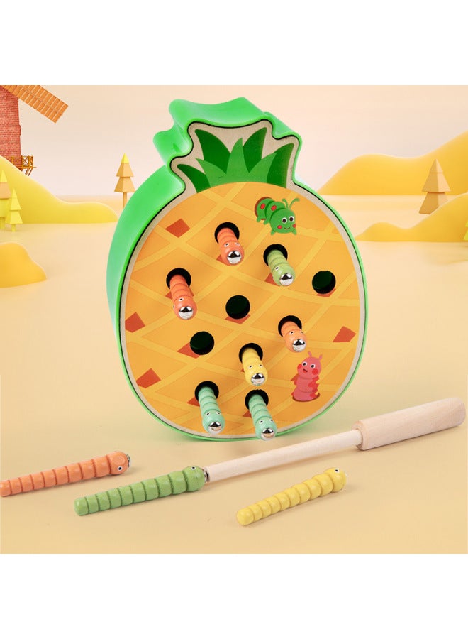 Infant Enlightenment Early Education Magnetic Wooden Bug Catching Game Puzzle Bug Catching Caterpillar Fine Action Training-Color:PineFor Apple Bug Catching (72) 0.3p0.35  - Image 4