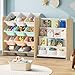 EXPERLAM Kids Toy Storage Organizer with Bookshelf 12 MultiColor Bins and 4 Book Shelves Organizers and Storage for Playroom Nursery Room Burlywood - Image 3