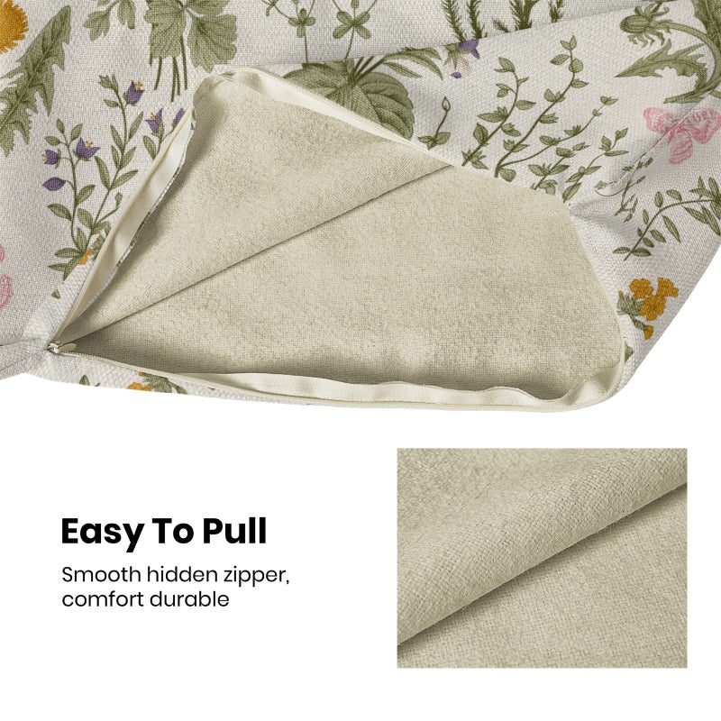 AEIOAE Spring Pillow Covers 20x20 Inch Set of 2,Sage Green Wild Flower Plant Throw Pillows Case,Seasonal Floral Outdoor Decorative Square Linen Farmhouse Decor Cushion Covers for Home Sofa Bed Couch - Image 5