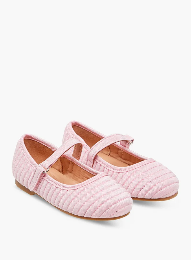 JUNIORS Textured Ballerina Shoes with Hook and Loop Closure