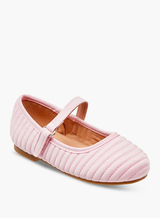 JUNIORS Textured Ballerina Shoes with Hook and Loop Closure
