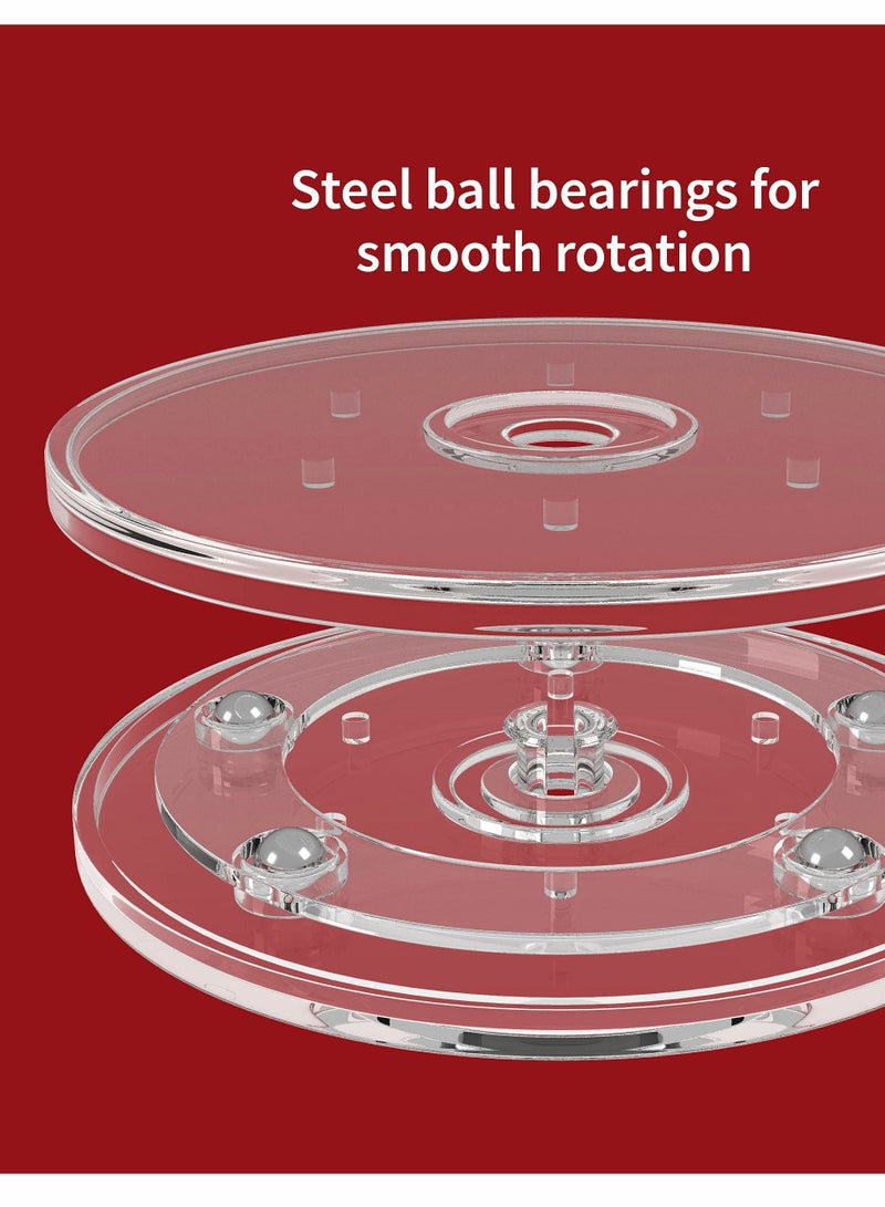 Excefore Lazy Susan Turntable Organizer for Table Kitchen Countertop Pantry Cabinet Spices Makeup TV Rotating Swivel Base Clear Acrylic Plates, 20 lb Load Capacity 2 Pack - Image 4