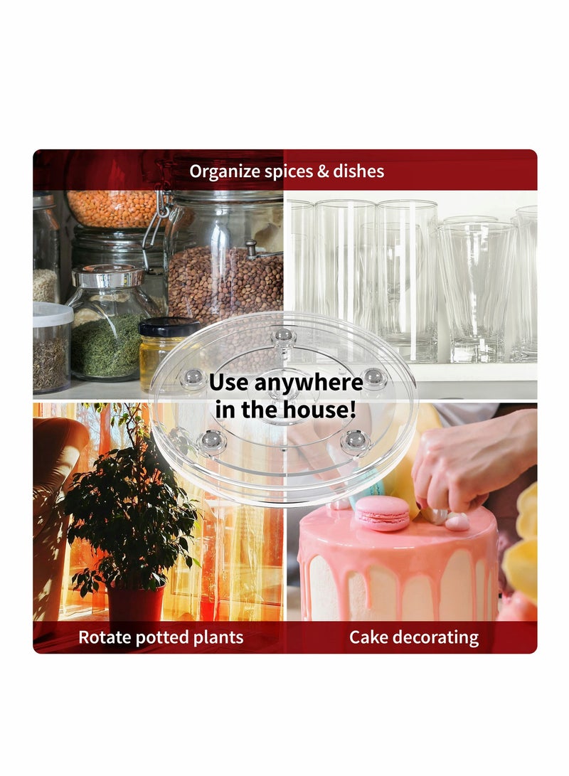 Excefore Lazy Susan Turntable Organizer for Table Kitchen Countertop Pantry Cabinet Spices Makeup TV Rotating Swivel Base Clear Acrylic Plates, 20 lb Load Capacity 2 Pack - Image 5