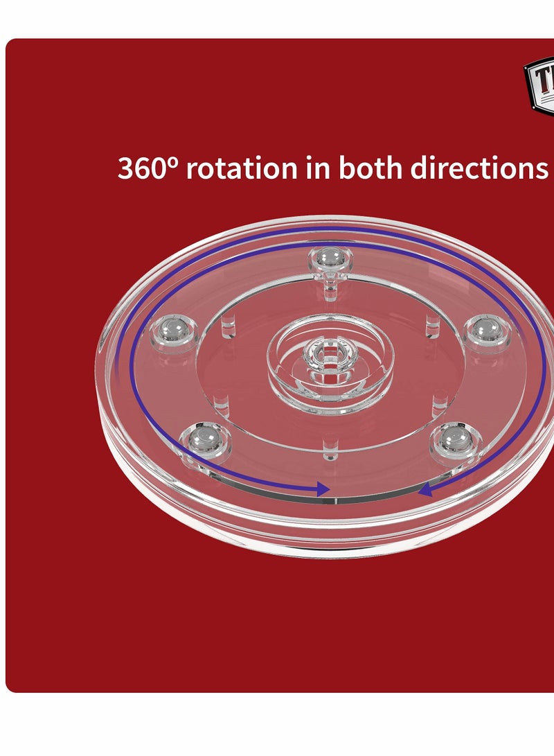 Excefore Lazy Susan Turntable Organizer for Table Kitchen Countertop Pantry Cabinet Spices Makeup TV Rotating Swivel Base Clear Acrylic Plates, 20 lb Load Capacity 2 Pack - Image 2