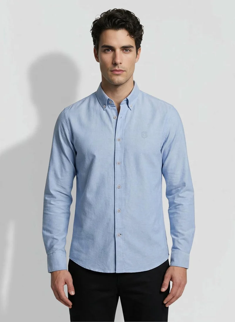Being Human Light Blue Regular Fit Men's Casual Shirts