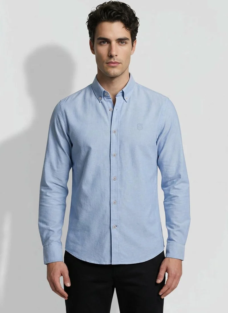 Being Human Light Blue Regular Fit Men's Casual Shirts
