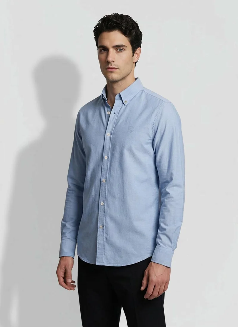 بيينغ هيومان Light Blue Regular Fit Men's Casual Shirts
