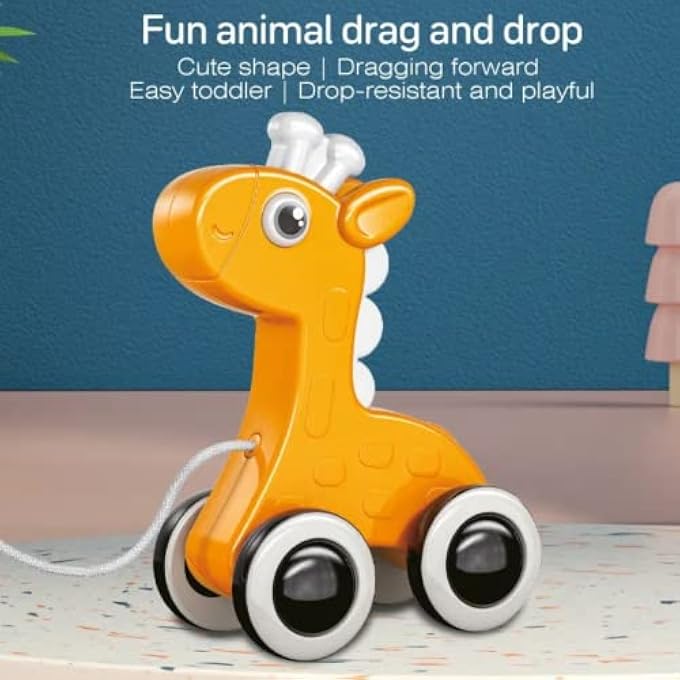 KIDS PULL ALONG TOY WITH SOUND FOR TODDLERS PUSH & PULL STRING BABY SENSORY WALKING TOY EARLY DEVELOPMENT INTERACTIVE KIDS TOY FOR BABY INFANTS GREAT BIRTHDAY GIFT FOR BOYS AND GIRLS (GIRAFFE) - Image 5