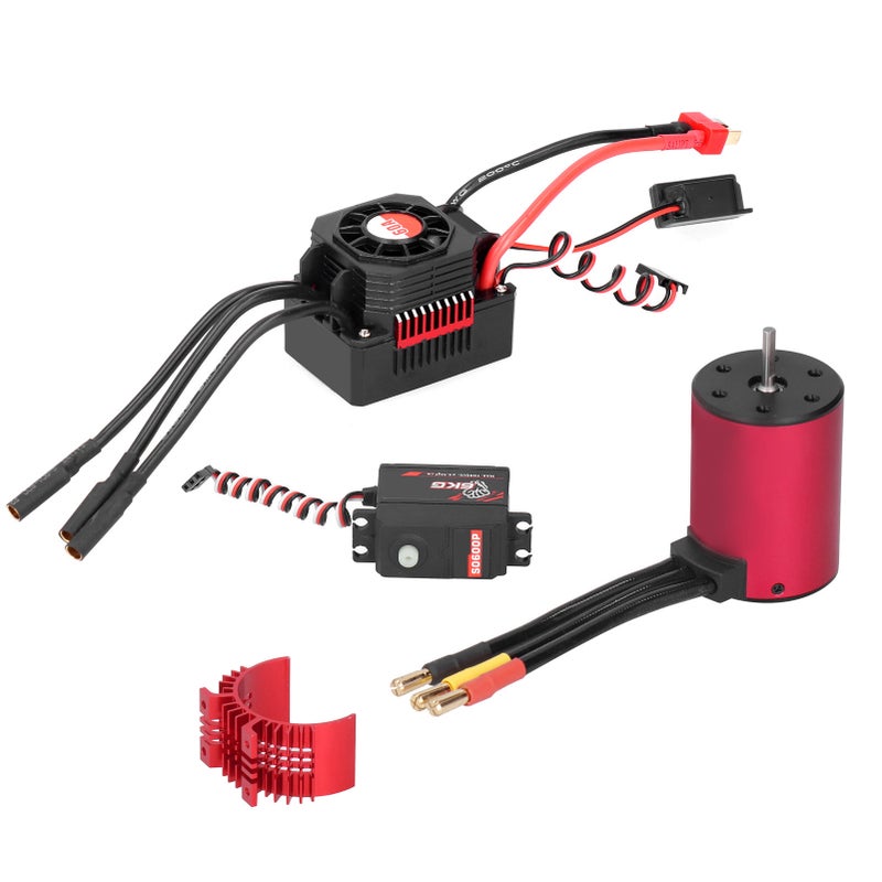 RC Motor ESC: 4-Pole 12-Slot High-Torsion 6061-T6 Aluminum Heat Fin - Low Friction ABEC5 Sealed Bearing Motor Servo for 1/10 1/18 Brushless RC Cars - Image 3
